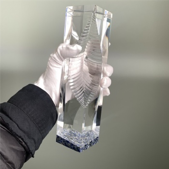 ADL 2024 New Design High-Quality Blue Crystal Glass Clear Transparent Marble Stone Awards Trophy with Customized Logo and Design