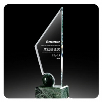 ADL 2024 New Design Marble Crystal Glass Trophy Awards with Stone Base Customized Logo Words Ball Trophy Awards for Business