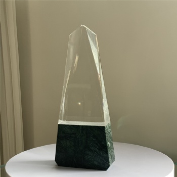 ADL 2024 New Design Crystal Glass Marble Stone Awards Trophy for Polished Crystal Trophy for Morden Crystal Crafts