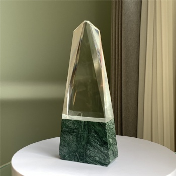 ADL 2024 New Design Crystal Glass Marble Stone Awards Trophy for Polished Crystal Trophy for Morden Crystal Crafts