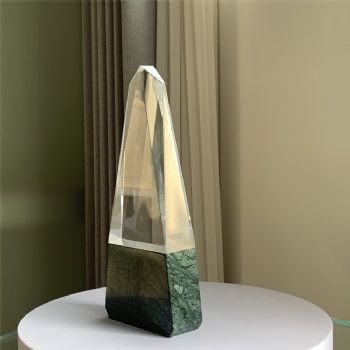 ADL 2024 New Design Crystal Glass Marble Stone Awards Trophy for Polished Crystal Trophy for Morden Crystal Crafts