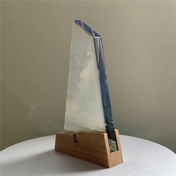 ADL Crystal Glass Awards Trophy with Wooden Base Wooden Plaques for Souvenir Crafts Gifts for Sports