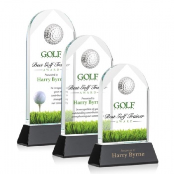 ADL Customized Crystal Glass Awards Trophy with Golf Ball for School Awards Sports Trophy Crystal Crafts for Souvenir