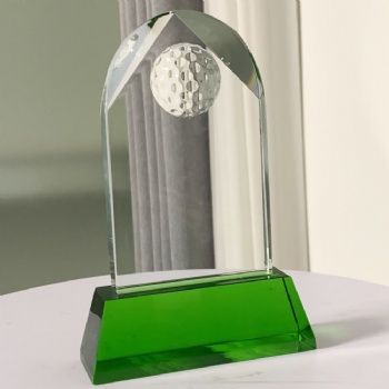 ADL Customized Crystal Glass Awards Trophy with Golf Ball for School Awards Sports Trophy Crystal Crafts for Souvenir