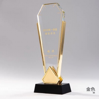 ADL New 2024 Design Crystal Glass Trophy Awards with Metal and Customized Business Gifts Souvenir Engraving Plaques