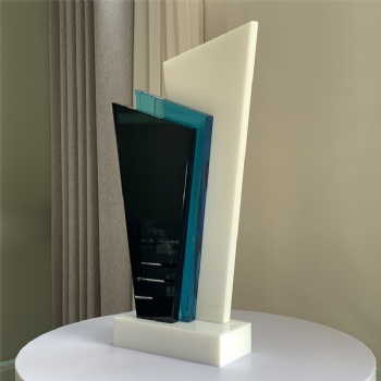ADL Creative New Design Crystal Glass Marble Stone Trophy Awards with Customized Words and Logo for Crystal Glass Crafts