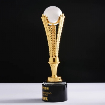 ADL Crystal Crafts Award Trophy Wheat Ears with Black Base Glass Material UV Printed Business Souvenir Sport Honor Rising Step