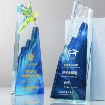 ADL Customized Trophies Awards New Design Crystal Glass Star Plaques for Sports Events Love Theme Engraved Souvenir Gifts