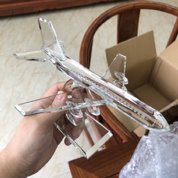 ADL Crystal Glass Crafts K9 Glass Airplane Model Craft Elegant Gifts 3d Engraving Aircraft Model Crystal Glass Souvenir Gift