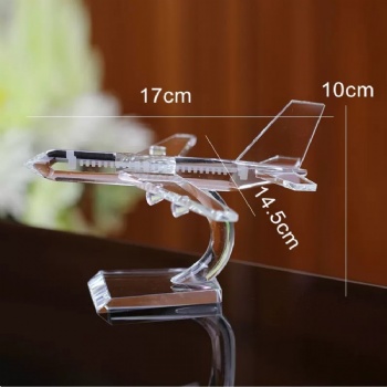 ADL Crystal Glass Crafts K9 Glass Airplane Model Craft Elegant Gifts 3d Engraving Aircraft Model Crystal Glass Souvenir Gift