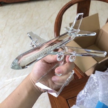 ADL Crystal Glass Crafts K9 Glass Airplane Model Craft Elegant Gifts 3d Engraving Aircraft Model Crystal Glass Souvenir Gift