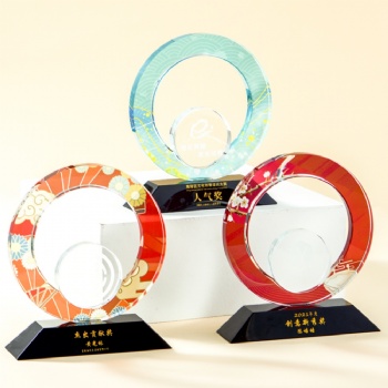 ADL Round K9 Crystal Glass Trophies Crystal Crafts Events Plaques with UV Laser Colorful Souvenir Business Gift for Sports