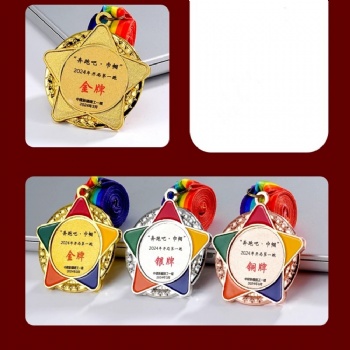 ADL Customized Crystal Sports Event Award Medals New Design Star Medals Plaques Gold Silvery Copper Colors Logo Words Souvenir