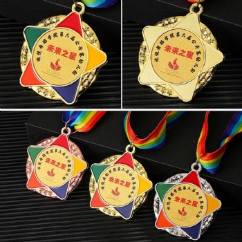 ADL Customized Crystal Sports Event Award Medals New Design Star Medals Plaques Gold Silvery Copper Colors Logo Words Souvenir