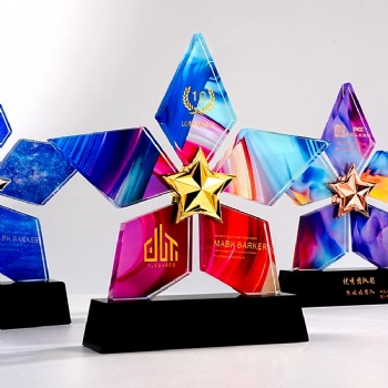 ADL 2025 Star Metal Crystal Glass Trophy Awards New Design with UV Printing Carved Technique for Business Decor Personal Gifts