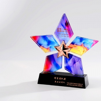 ADL 2025 Star Metal Crystal Glass Trophy Awards New Design with UV Printing Carved Technique for Business Decor Personal Gifts