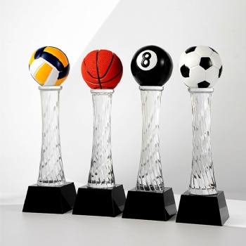 ADL Resin Factory Wholesale Crystal Glass Trophies New Design Sports Events Business Craft UV Football/Basketball Laser Gifts