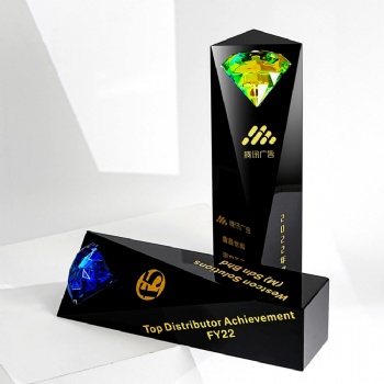 ADL Black Diamond Crystal Glass Souvenir Gifts Business Craft Trophies Awards Plaques for Business Trophy Cup Crystal Display