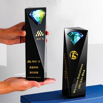 ADL Black Diamond Crystal Glass Souvenir Gifts Business Craft Trophies Awards Plaques for Business Trophy Cup Crystal Display