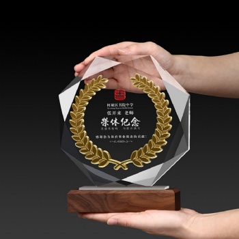 Factory Wholesale Transparent Blank crystal trophy Custom Crystal Glass Wooden Stone Trophy