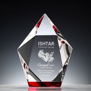 New Design Transparent customization Crystal Glass Trophy Anniversary Trophies Awards