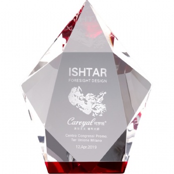 New Design Transparent customization Crystal Glass Trophy Anniversary Trophies Awards