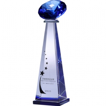 Customized Business Gifts Diamond Shaped Crystal Glass Trophy for souvenir gifts