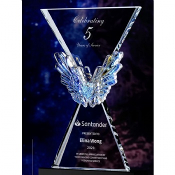 Hot Selling Clear Colored Printing Crystal Crafts Custom Business Souvenir Crystal Glass Trophy