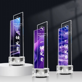 Custom Colored Printing Crystal Crafts High Quality Crystal Glass Trophy For Corporate Annual Party Competition Trophy