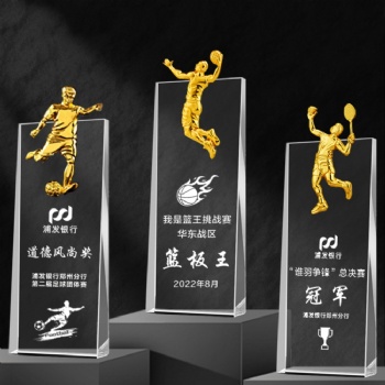 Custom Engraved Creative Design Metal Awards Irregular Shape Sports Crystal Glass Metal Trophy