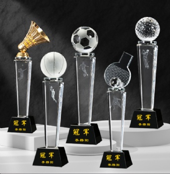 High quality and low price Sports competition Crystal Glass Trophy for Souvenir Gifts