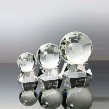 Hot selling clear customizable logo Crystal Glass Ball Trophy for Souvenir Gifts