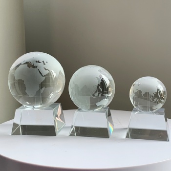 Hot selling clear customizable logo Crystal Glass Ball Trophy for Souvenir Gifts