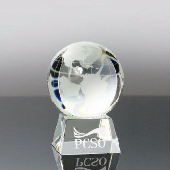 Hot selling clear customizable logo Crystal Glass Ball Trophy for Souvenir Gifts