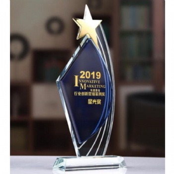 Personalized customizable Logo Outstanding Employee Team Sales Crystal Glass Star Awards Trophy