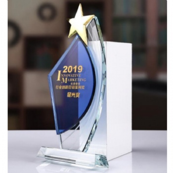 Personalized customizable Logo Outstanding Employee Team Sales Crystal Glass Star Awards Trophy