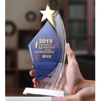 Personalized customizable Logo Outstanding Employee Team Sales Crystal Glass Star Awards Trophy