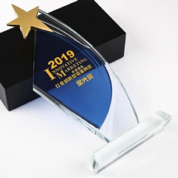 Personalized customizable Logo Outstanding Employee Team Sales Crystal Glass Star Awards Trophy