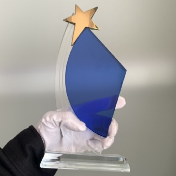 Personalized customizable Logo Outstanding Employee Team Sales Crystal Glass Star Awards Trophy