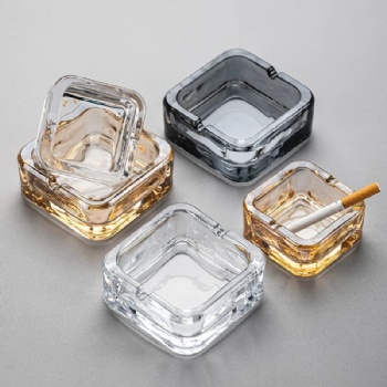 Household Luxury Crystal Glass Ashtray Portable Creative Small Fashionable Square Crystal Ashtray