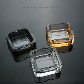 Household Luxury Crystal Glass Ashtray Portable Creative Small Fashionable Square Crystal Ashtray