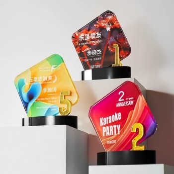 ADL Colorful Crystal Glass Souvenir Gifts Trophies Awards Business Craft Plaques for Business Events Trophy Cup Crystal Display