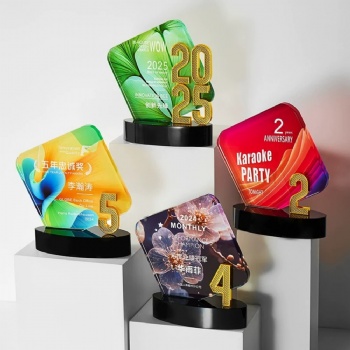 ADL Colorful Crystal Glass Souvenir Gifts Trophies Awards Business Craft Plaques for Business Events Trophy Cup Crystal Display