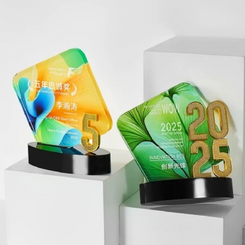 ADL Colorful Crystal Glass Souvenir Gifts Trophies Awards Business Craft Plaques for Business Events Trophy Cup Crystal Display