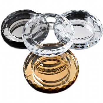 Customization Engraving Logo Crystal Glass Ash Tray Round Shape Crystal Glass Ashtray