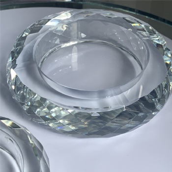 Customization Engraving Logo Crystal Glass Ash Tray Round Shape Crystal Glass Ashtray