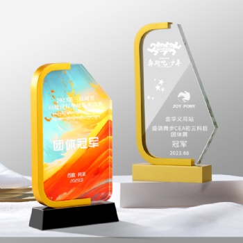 Wholesale Custom Elegant Metal Crystal Glass Trophy new Designed Crystal color printing Trophies