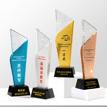 Popular Excellent Cheap Crystal Glass Metal Trophy Annual Meeting Award Team Commemorative