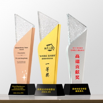 Popular Excellent Cheap Crystal Glass Metal Trophy Annual Meeting Award Team Commemorative