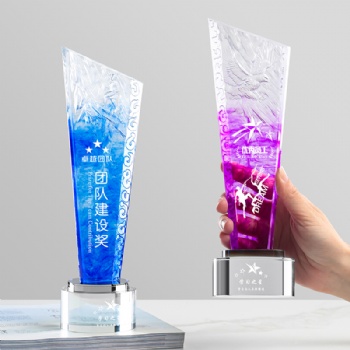 Hot-Selling Environmentally Friendly Blade Shape Crystal Glass Trophy of Gifts Awards